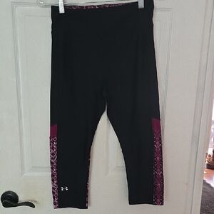 Under Armour Compression Black Capri Leggings with Pink Snake Pattern